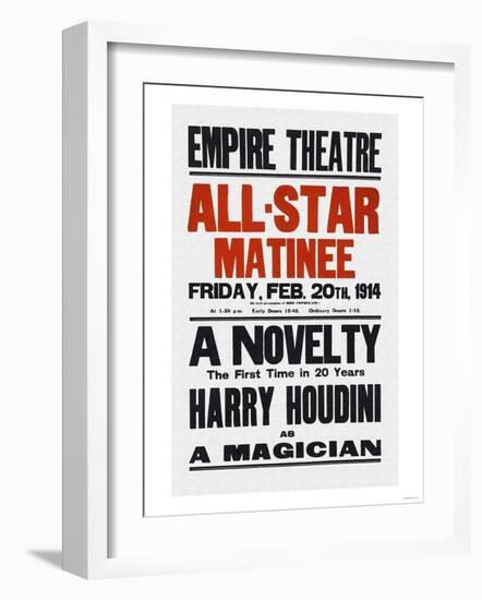 A Novelty, The First in 20 Years, Harry Houdini as a Magician-null-Framed Art Print