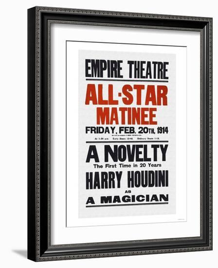 A Novelty, The First in 20 Years, Harry Houdini as a Magician-null-Framed Art Print