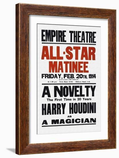 A Novelty, The First in 20 Years, Harry Houdini as a Magician-null-Framed Art Print