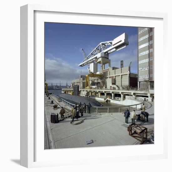 A Nuclear Submarine Berthing at Devonport Docks, Plymouth, Devon, 1980-Michael Walters-Framed Premium Photographic Print