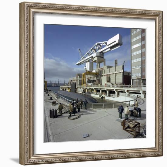 A Nuclear Submarine Berthing at Devonport Docks, Plymouth, Devon, 1980-Michael Walters-Framed Photographic Print