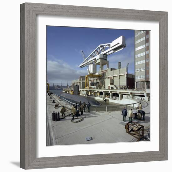 A Nuclear Submarine Berthing at Devonport Docks, Plymouth, Devon, 1980-Michael Walters-Framed Photographic Print