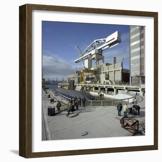 A Nuclear Submarine Berthing at Devonport Docks, Plymouth, Devon, 1980-Michael Walters-Framed Photographic Print