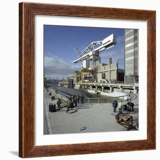 A Nuclear Submarine Berthing at Devonport Docks, Plymouth, Devon, 1980-Michael Walters-Framed Photographic Print