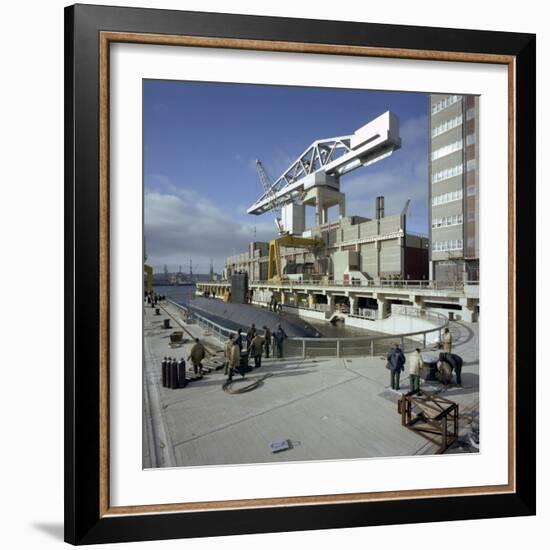 A Nuclear Submarine Berthing at Devonport Docks, Plymouth, Devon, 1980-Michael Walters-Framed Photographic Print