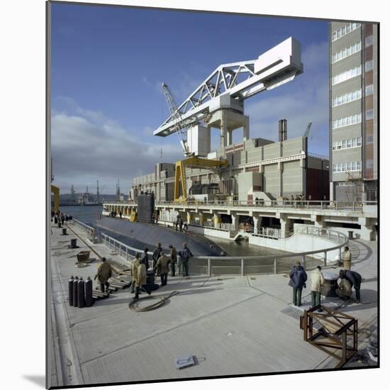 A Nuclear Submarine Berthing at Devonport Docks, Plymouth, Devon, 1980-Michael Walters-Mounted Photographic Print