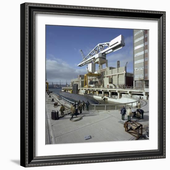 A Nuclear Submarine Berthing at Devonport Docks, Plymouth, Devon, 1980-Michael Walters-Framed Photographic Print