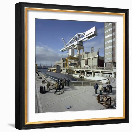 A Nuclear Submarine Berthing at Devonport Docks, Plymouth, Devon, 1980-Michael Walters-Framed Photographic Print