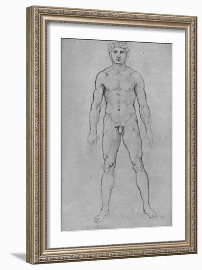 'A Nude Man seen from the Front', c1480 (1945)-Leonardo Da Vinci-Framed Giclee Print