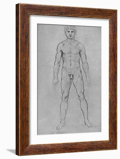 'A Nude Man seen from the Front', c1480 (1945)-Leonardo Da Vinci-Framed Giclee Print