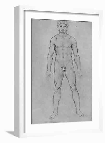 'A Nude Man seen from the Front', c1480 (1945)-Leonardo Da Vinci-Framed Giclee Print