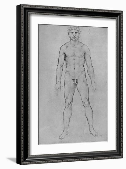 'A Nude Man seen from the Front', c1480 (1945)-Leonardo Da Vinci-Framed Giclee Print