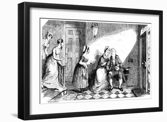 A Number of Women Attend to a Poorly Man, 19th Century-George Cruikshank-Framed Giclee Print