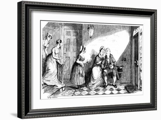 A Number of Women Attend to a Poorly Man, 19th Century-George Cruikshank-Framed Giclee Print