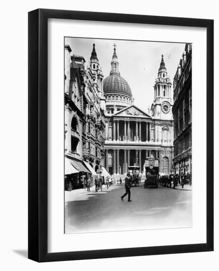 A Number Thirteen Bus Along Ludgate Hill, 1910-null-Framed Photographic Print