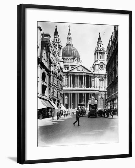 A Number Thirteen Bus Along Ludgate Hill, 1910-null-Framed Photographic Print