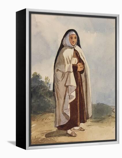 A Nun, with Additions by Princess Maria Annunziata Di Borbone (1843-1871)-Giacinto Gigante-Framed Premier Image Canvas