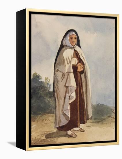 A Nun, with Additions by Princess Maria Annunziata Di Borbone (1843-1871)-Giacinto Gigante-Framed Premier Image Canvas