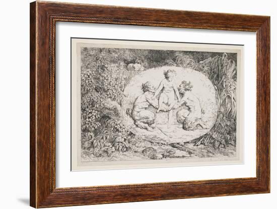 A Nymph Alighting on the Arms of Two Satyrs, 1763-Jean-Honore Fragonard-Framed Giclee Print