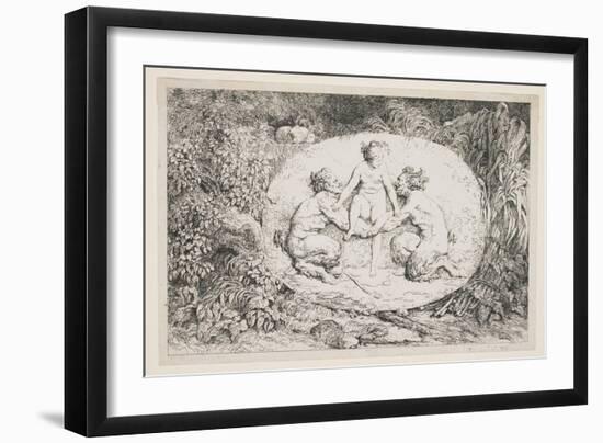 A Nymph Alighting on the Arms of Two Satyrs, 1763-Jean-Honore Fragonard-Framed Giclee Print