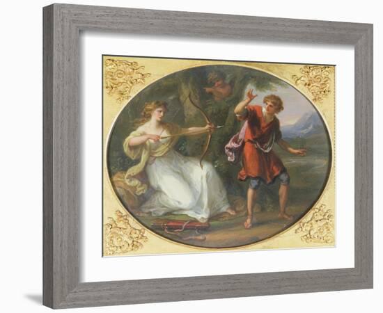 A Nymph Drawing Her Bow on a Youth, 1780-Angelica Kauffmann-Framed Giclee Print