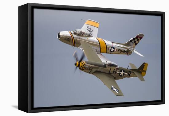 A P-51 Mustang and F-86 Sabre of the Warbird Heritage Foundation-null-Framed Premier Image Canvas