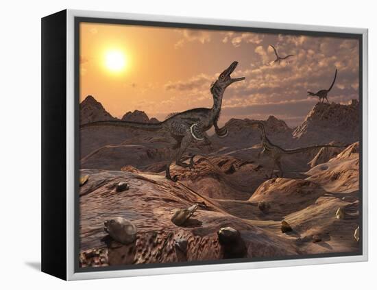 A Pack of Carnivorous Velociraptors from the Cretaceous Period on Earth-Stocktrek Images-Framed Premier Image Canvas