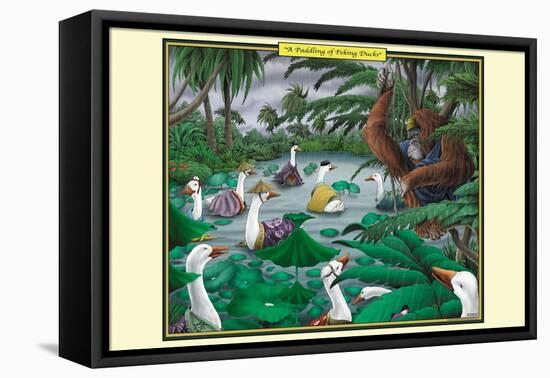 A Paddling of Peking Ducks-Richard Kelly-Framed Stretched Canvas