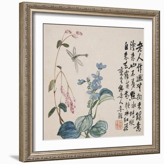 A Page (Dragonfly) from Flowers and Bird, Vegetables and Fruits-Li Shan-Framed Giclee Print