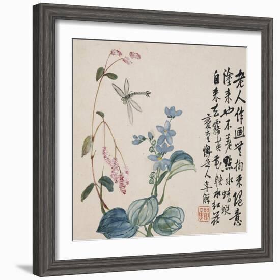 A Page (Dragonfly) from Flowers and Bird, Vegetables and Fruits-Li Shan-Framed Giclee Print