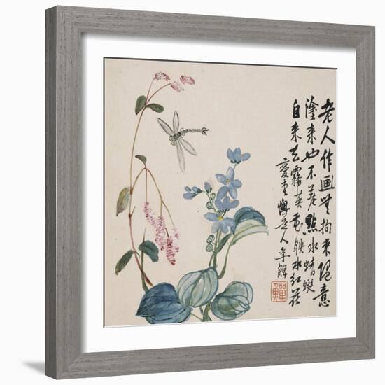 A Page (Dragonfly) from Flowers and Bird, Vegetables and Fruits-Li Shan-Framed Giclee Print