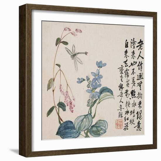 A Page (Dragonfly) from Flowers and Bird, Vegetables and Fruits-Li Shan-Framed Giclee Print