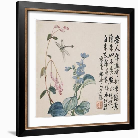 A Page (Dragonfly) from Flowers and Bird, Vegetables and Fruits-Li Shan-Framed Giclee Print