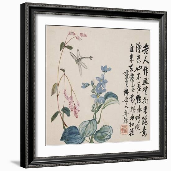 A Page (Dragonfly) from Flowers and Bird, Vegetables and Fruits-Li Shan-Framed Giclee Print