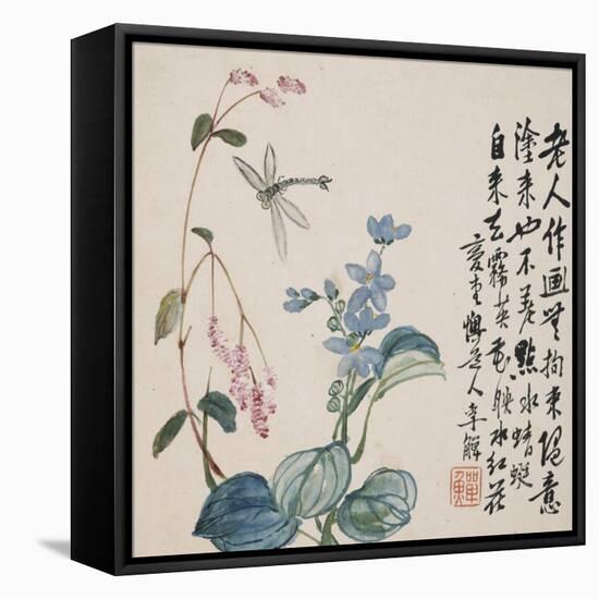 A Page (Dragonfly) from Flowers and Bird, Vegetables and Fruits-Li Shan-Framed Premier Image Canvas