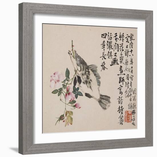 A Page (Fish) from Flowers and Bird, Vegetables and Fruits-Li Shan-Framed Giclee Print