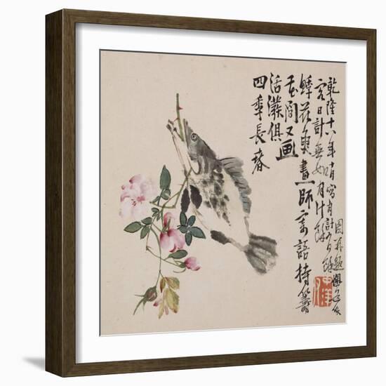 A Page (Fish) from Flowers and Bird, Vegetables and Fruits-Li Shan-Framed Giclee Print