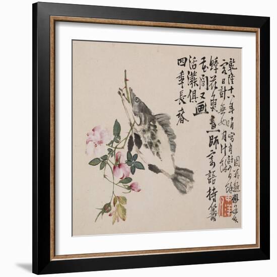 A Page (Fish) from Flowers and Bird, Vegetables and Fruits-Li Shan-Framed Giclee Print