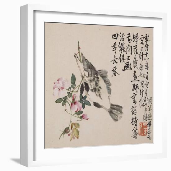 A Page (Fish) from Flowers and Bird, Vegetables and Fruits-Li Shan-Framed Giclee Print