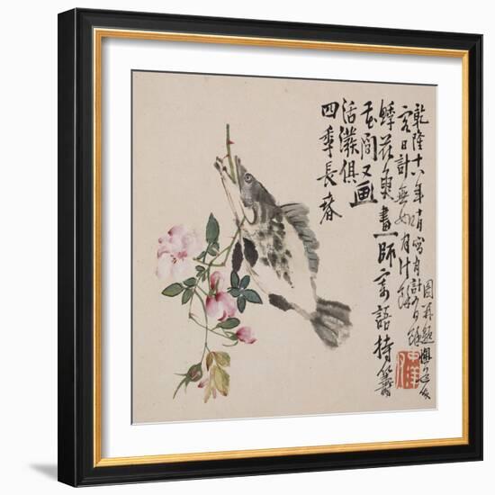 A Page (Fish) from Flowers and Bird, Vegetables and Fruits-Li Shan-Framed Giclee Print