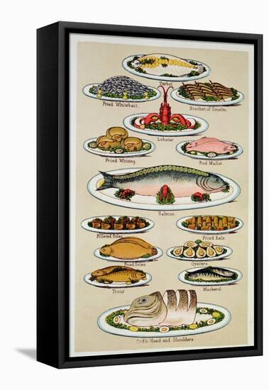 A Page from Mrs Beeton's Cookbook on Fish-null-Framed Premier Image Canvas