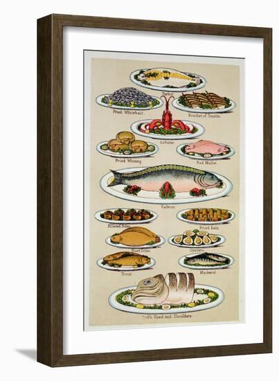 A Page from Mrs Beeton's Cookbook on Fish-null-Framed Giclee Print