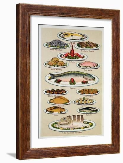 A Page from Mrs Beeton's Cookbook on Fish-null-Framed Giclee Print