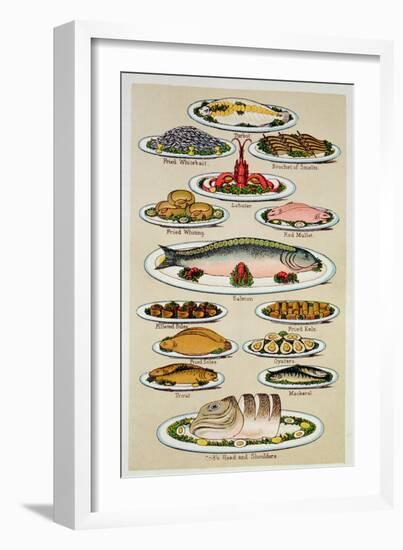 A Page from Mrs Beeton's Cookbook on Fish-null-Framed Giclee Print