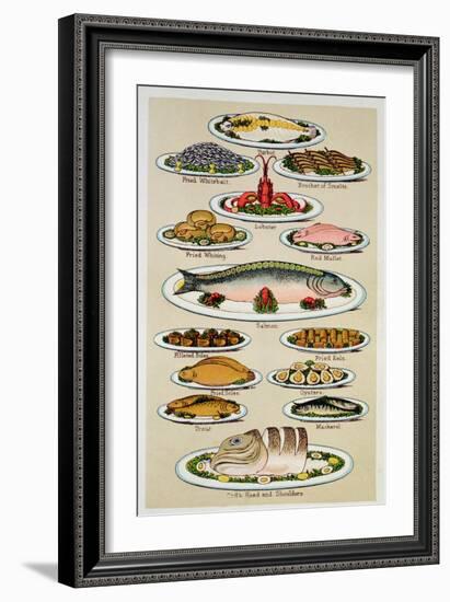 A Page from Mrs Beeton's Cookbook on Fish-null-Framed Giclee Print