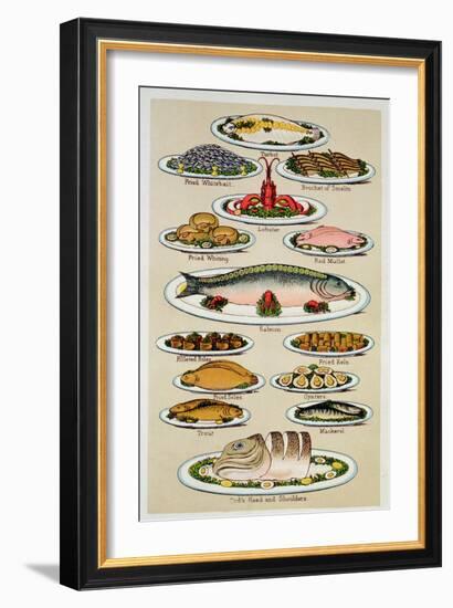 A Page from Mrs Beeton's Cookbook on Fish-null-Framed Giclee Print