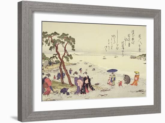 A Page from the 'Gifts of the Ebb Tide' Folio-Kitagawa Utamaro-Framed Giclee Print