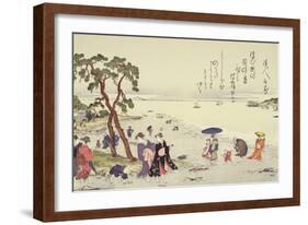 A Page from the 'Gifts of the Ebb Tide' Folio-Kitagawa Utamaro-Framed Giclee Print