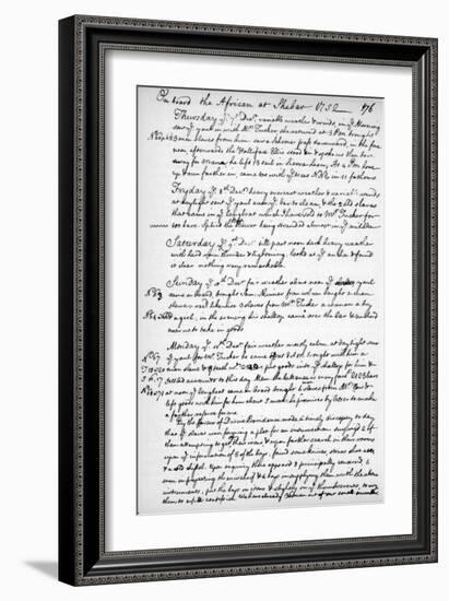 A Page from the Journal of John Newton, 1750-1754-null-Framed Giclee Print