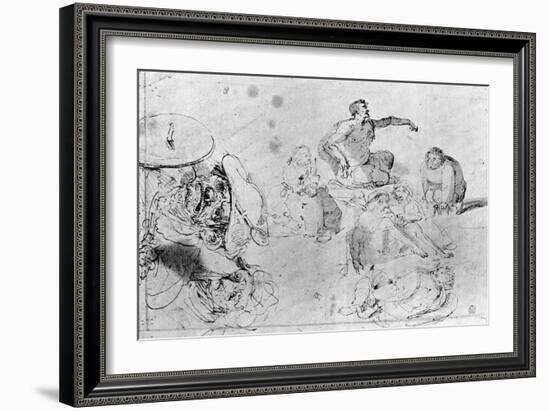 A Page of Sketches, Attributed to Jerome Bosch-Hieronymus Bosch-Framed Giclee Print